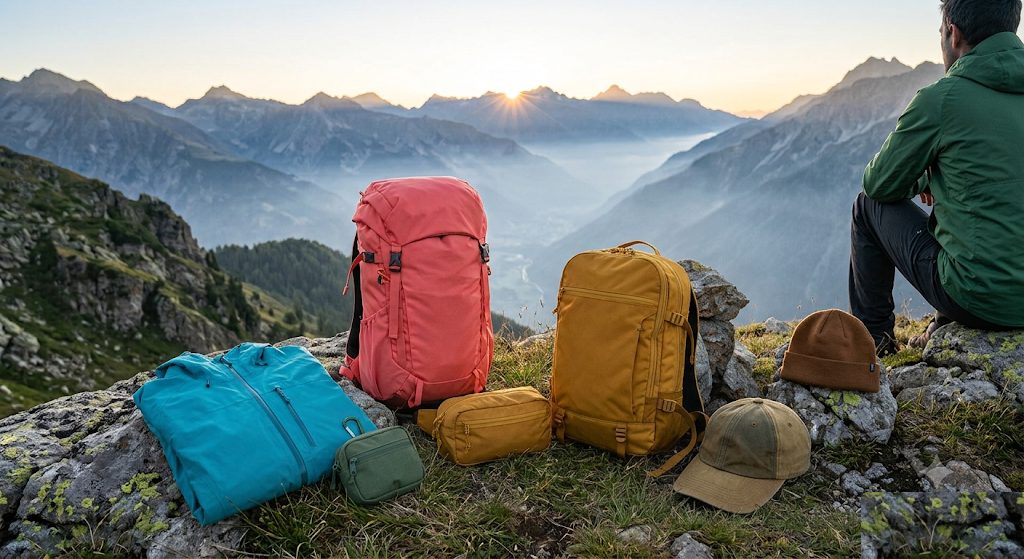 Cotopaxiのギアを山の稜線に置いたイメージカット