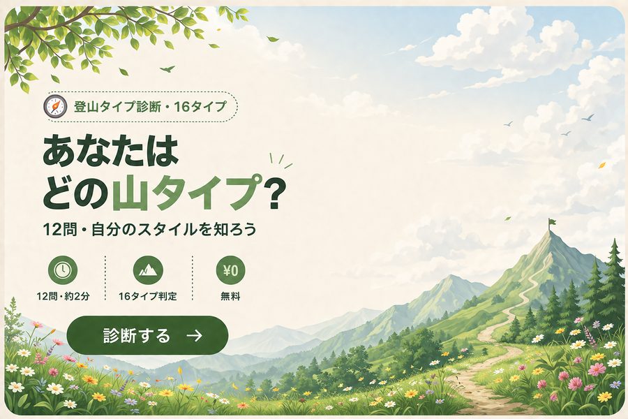 登山タイプ診断・16タイプ。あなたはどの山タイプ？12問・自分のスタイルを知ろう。約2分・無料